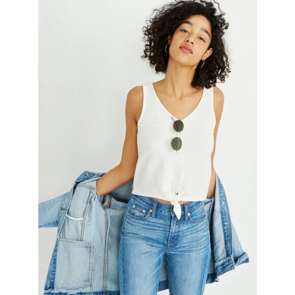 Madewell Texture & Thread Tie-Front Tank Top White Chalk Size XS - Picture 1 of 6
